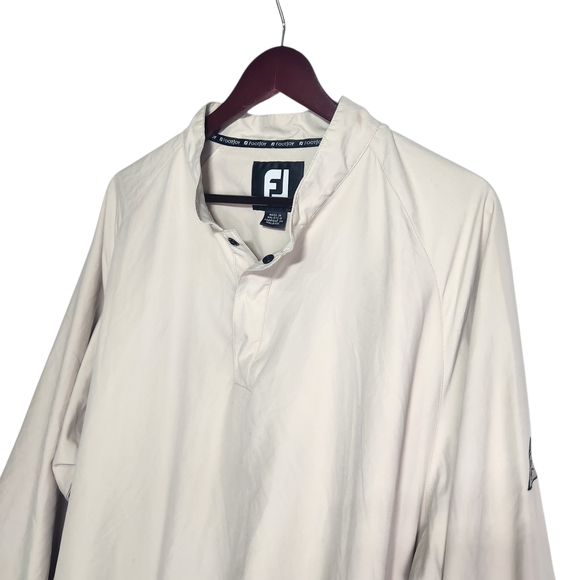 FootJoy Golf Windbreaker Pullover Jacket Men's XL Beige 1/4 Snap Windshirt - Picture 2 of 15